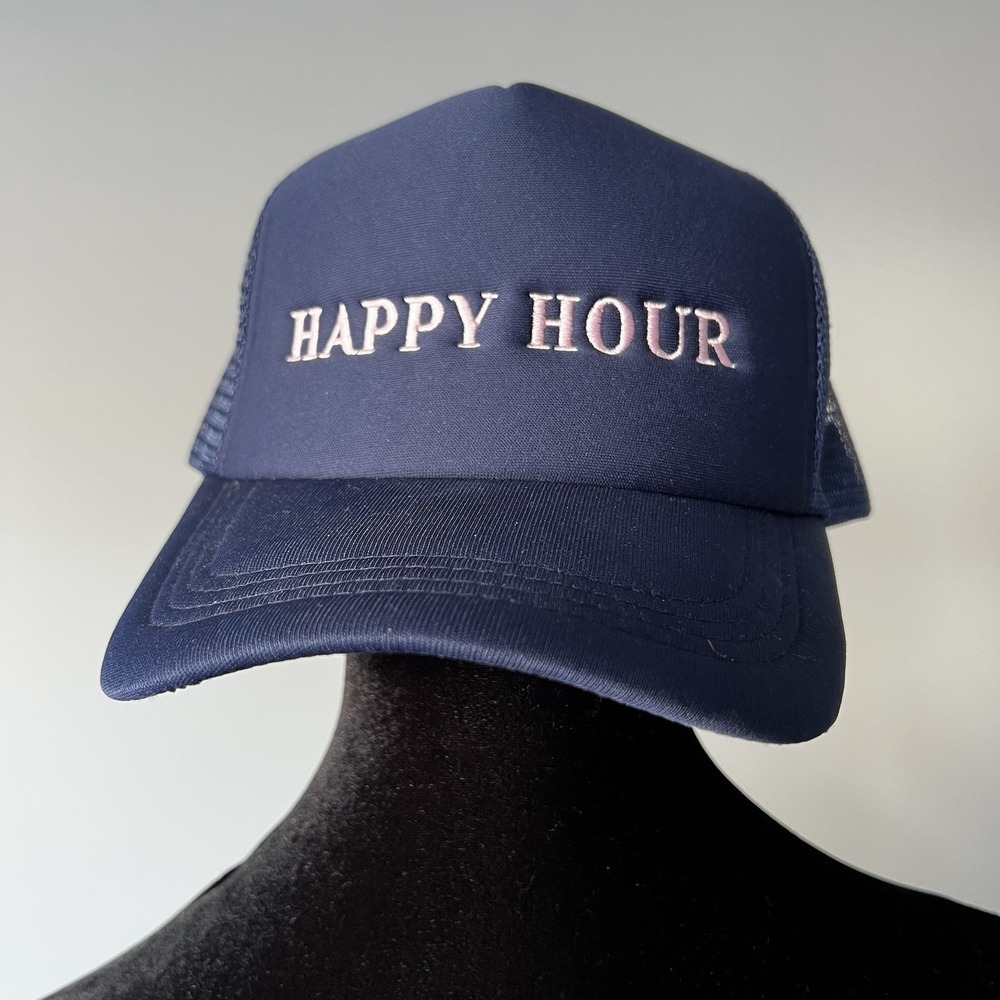 New Never Worn Navy & Pink Happy Hour Trucker Hat Country Party Coquette